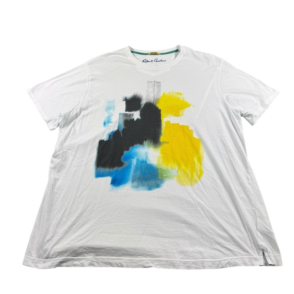 Robert Graham Mens White Abstract Graphic Cotton T Shirt Size 2XL RN81913